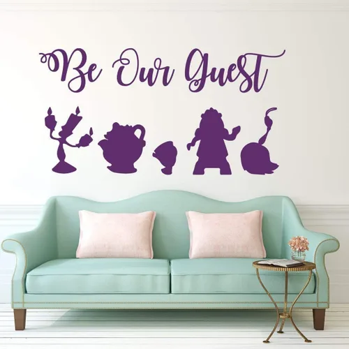 Miniatura 3 de Calcomanía de pared Be Our Guest - La Bella y la Bestia - Lumiere, Mrs Potts, Chip, Cogsworth y Featherduster