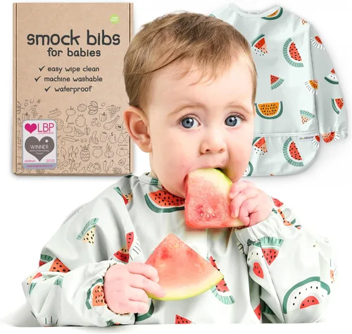 Miniatura 13 de Baberos impermeables para comer (niño o niña de 6 a 24 meses) – Babero de manga larga para bebé destete 02 - Picnic de Ositos de Peluche (1 Pack)