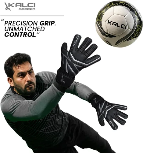 Miniatura 2 de Kalci Guantes de portero de fútbol con acolchado de espuma de látex para niños/adultos, protección de dedos transpirables, guantes de portero