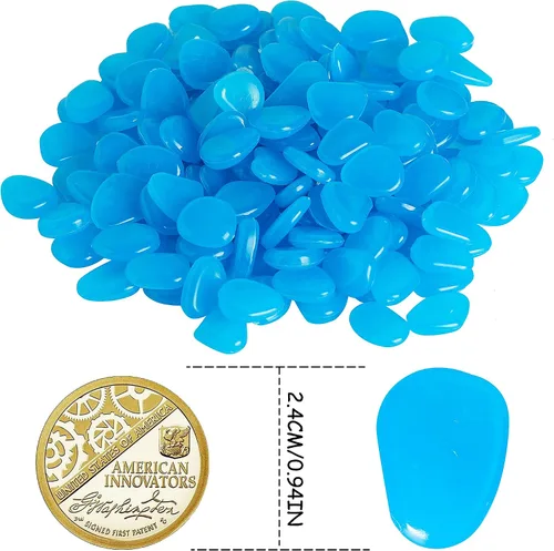 Miniatura 2 de OSOPOLA 150 PCS Piedras Luminosas - Rocas Luminosas Azules Decoraciones DIY Guijarros Decorativos para Acuario Pecera Acera Jardín Camino Patio