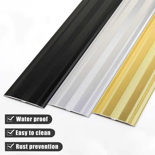 Miniatura 5 de ZIMGOD Tira de transición de piso de madera a azulejo, umbral plano de metal para pisos laminados, puertas, tiras de ribete de alfombras, carpeta