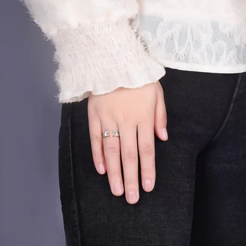 Miniatura 3 de Fookduoduo Anillos de abrazo para mujer, de plata de ley, ajustable, con texto en inglés "Always with You", anillos de joyería para parejas, anillos