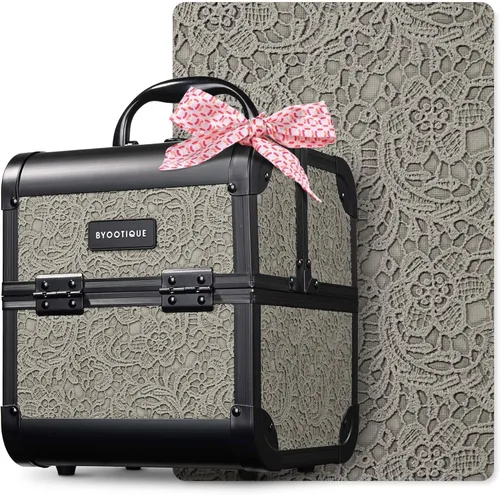 Miniatura 76 de BYOOTIQUE estuche rodante para maquillaje 4 en 1, con cerradura, maletín tipo trolley para cosméticos, con 4 ruedas extraíbles, organizador de viaje