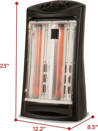 Miniatura 3 de BLACK+DECKER Calentador de torre de cuarzo radiante infrarrojo, calentador de espacio de 1500 W con termostato ajustable, calentador portátil con 2
