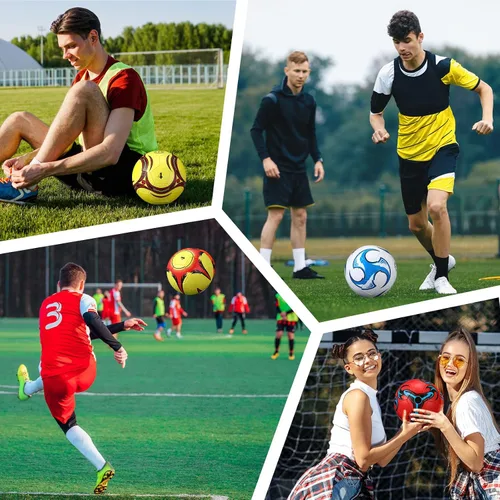 Miniatura 7 de Lunmon 18 pelotas de fútbol con 4 bombas, pelotas de fútbol deportivas, tamaño oficial, fútbol para interiores y exteriores, para niños