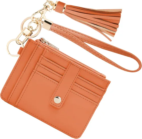 Miniatura 10 de KNGITRYI Billeteras pequeñas de pulsera para mujer RFID para tarjetas de crédito, cartera con llavero, cartera para tarjetas de crédito