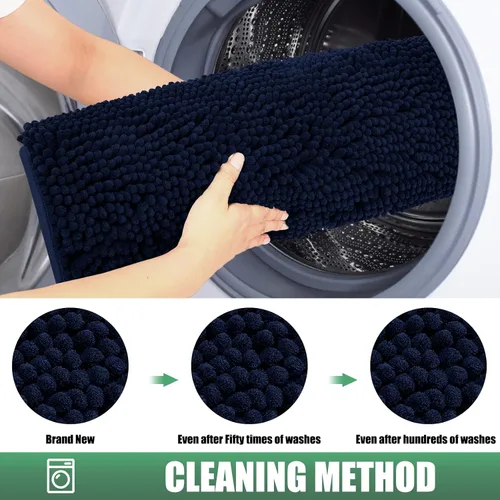 Miniatura 8 de IM HOME Tapete absorbente de felpilla para exteriores, 36 x 24 pulgadas, lavable, tapete para puerta de perro, antideslizante, tapete para Azul