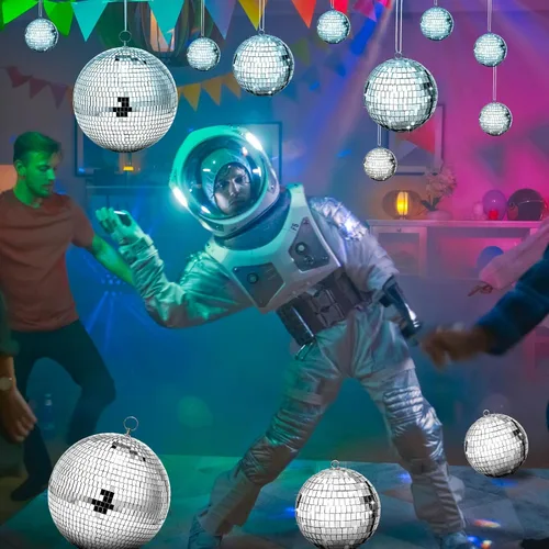 Miniatura 7 de Funtery 100 Piezas Bolas de Discoteca con Espejo a Granel Surtidas Plateadas Colgantes Decoración de Bolas de Discoteca para Hogar Boda Cumpleaños