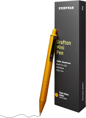 Miniatura 9 de Everyman Black Grafton - Bolígrafo de gel recargable súper mate de clic completo Herramienta de escritura EDC duradera con agarre profundo Flujo