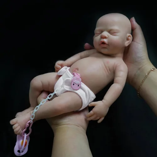 Miniatura 4 de MYREBABY Muñeca bebé de silicona de cuerpo completo de 30 cm / 12 pulgadas Alisa bebé prematura micro, muñeca realista renacida para niños