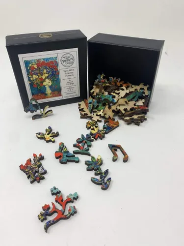 Miniatura 5 de Mini rompecabezas de madera para adultos – Florero con flores de verano por Vincent Van Gogh, 50 piezas de madera únicas por Nautilus Puzzles