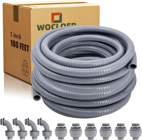 Miniatura 12 de Conducto hermético a líquidos de 1 pulgada y 25 pies, kit de conector y conducto eléctrico flexible no metálico hermético a líquidos, con 5