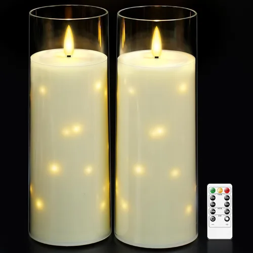 Miniatura 9 de kakoya Velas LED grandes sin llama de 11" x 4" pulgadas para exteriores, impermeables, con control remoto y temporizador, velas de pilar acrílicas