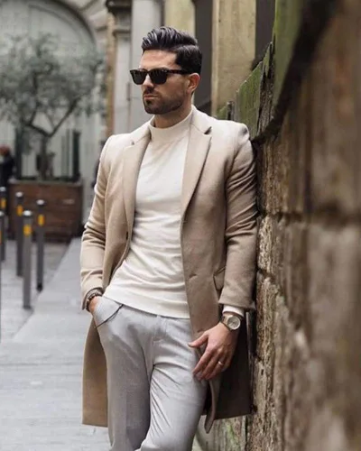 Miniatura 4 de COOFANDY Suéter de cuello alto falso para hombre, ajuste delgado, informal, básico, suéter térmico de punto