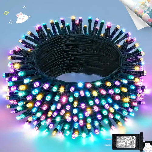 Miniatura 29 de JMEXSUSS Guirnalda de luces de Navidad de 200 LED azules y blancas, 66 pies, de exterior, expansible, para árbol, fiesta o decoración de hogar