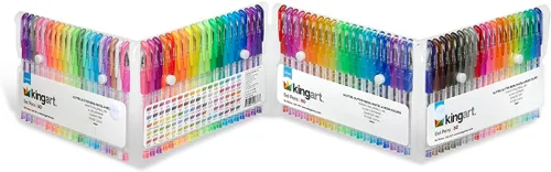 Miniatura 6 de KINGART Brillo de agarre suave, cartucho de tinta de 0.098 pulgadas, juego de 80 bolígrafos de gel de colores únicos, surtido de 80 piezas