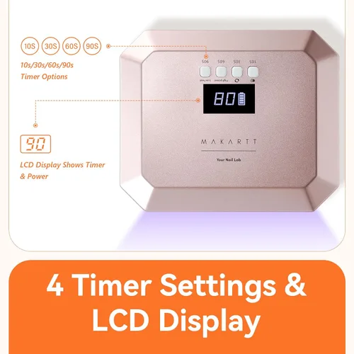 Miniatura 7 de Makartt Lámpara de uñas LED UV para uñas de gel – Luz de uñas recargable Aurora de 30W con 39 LEDs, gran espacio, batería de 2600mAh, 4