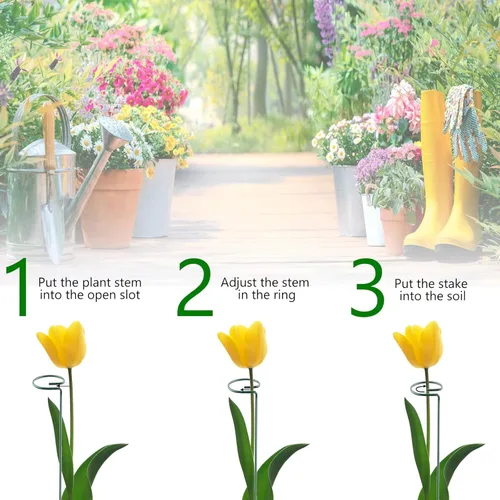 Miniatura 4 de Thealyn Paquete de 20 aros de soporte para plantas de 36 pulgadas, para jardín, de un solo tallo, para flores, orquídeas, tomates, peonía, lirio, 36
