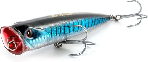 Miniatura 7 de Dr.Fish Popper - Señuelos de pesca de agua salada, 4/5.5 pulgadas GT Popper VMC anzuelos agudos señuelos de pesca para lubina, lucio, salmón en alta