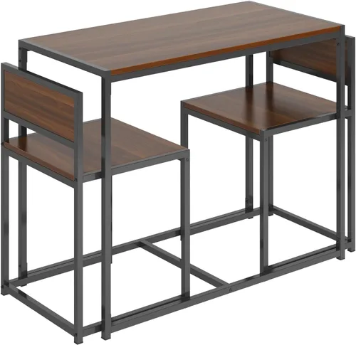 Miniatura 9 de SogesHome Juego de mesa de comedor compacta con 2 sillas, juego de mesa pequeña de 3 piezas, juego de sillas de mesa de desayuno para cocina, sala