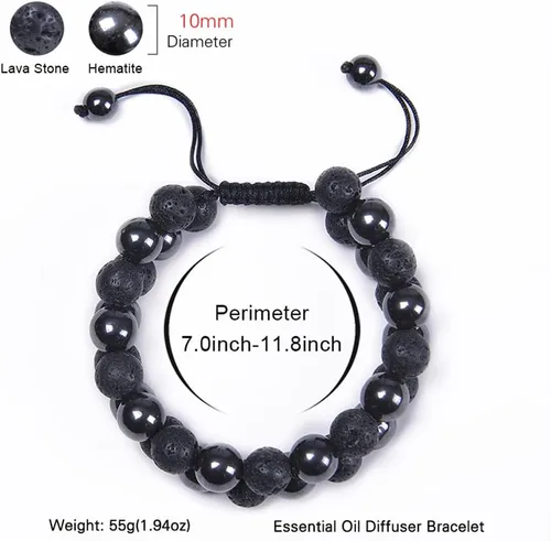 Miniatura 6 de Brazalete GelConnie de piedras de lava, 7 chakras, 0.32 pulgadas, piedra natural, para curación, alivio del estrés, yoga, ansiedad, aromaterapia