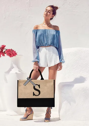 Miniatura 73 de Initial Canvas Tote Bag Birthdays Gift for Women Mom Teacher Friend Bridesmaid,Custom for Wedding Beach Holidays