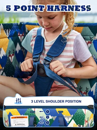 Miniatura 5 de EVER ADVANCED Vagón Cochecito de Viaje Plegable en Bolsa para 2 Niños y Carga, Vagón Plegable para Niños Pequeños con Toldo Extraíble, Arnés Zorro