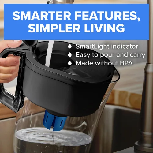 Miniatura 4 de Brita Jarra de agua, filtro Metro Elite, elimina el 99% del plomo, incluye 1 filtro, capacidad para 6 tazas, color blanco