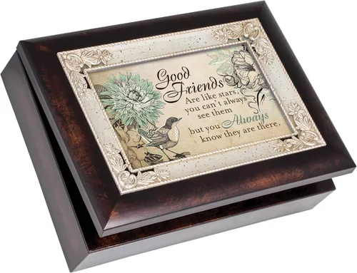 Cottage Garden Good Friends are Like Stars Burlwood Jewelry Music Box reproduce para qué sirven los amigos