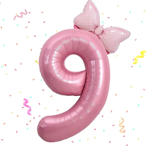 Miniatura 12 de HIBILDER 2 globos rosados del número 6 y mini lazo, decoraciones de fiesta de cumpleaños de 40 pulgadas, suministros de fiesta de sexto para niñas