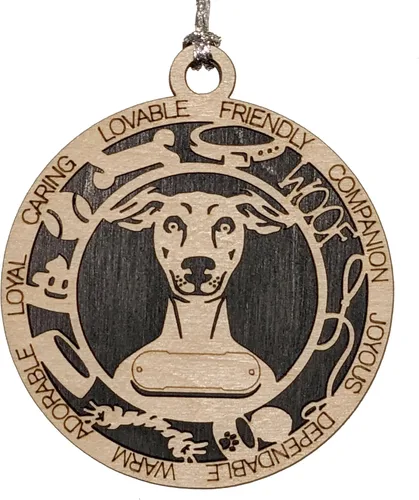 Miniatura 106 de Adorno de Navidad personalizado de madera para perro de 3 pulgadas, nombre y texto personalizables, hecho a mano en Estados Unidos, diseño de corte