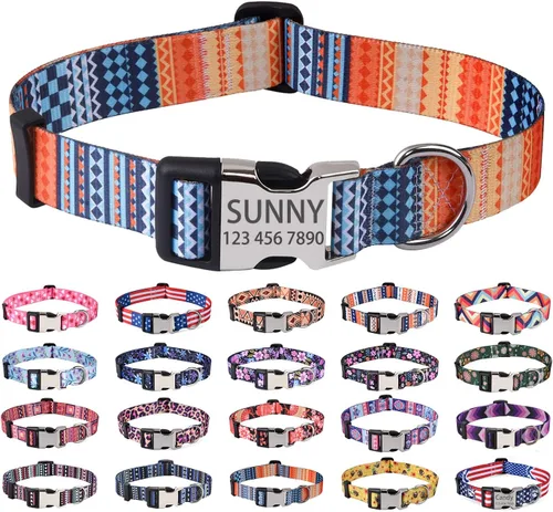 Miniatura 14 de Collares de perro personalizados Mihqy, collar de perro personalizado con nombre y número de teléfono, múltiples patrones y 4 tamaños, collar