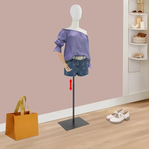 Miniatura 9 de Maniquí femenino con forma de torso, cuerpo de maniquíes de exhibición con cabeza giratoria y brazos mecánicos ajustables, maniquí femenino