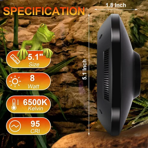Miniatura 8 de Luz LED UVB para reptiles, lámpara UVA UVB de 8 W - Interruptor temporizador, brillo ajustable, zonas Ferguson 1-4, lámpara UVI de bajo consumo
