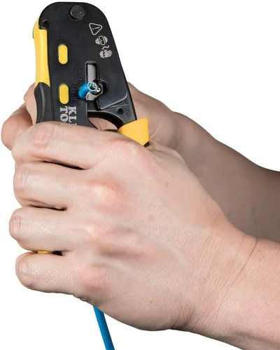 Miniatura 4 de Klein Tools 80024 Herramienta de trinquete para cable de datos y herramienta de crimpado RJ45 con enchufe CAT6, paquete de 50, kit de herramientas