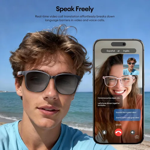Miniatura 4 de PAXA S7Ultra - Lentes inteligentes AI con lentes fotocromáticos y traducción de 144 idiomas, lentes de sol polarizados Bluetooth 6.0 con altavoz