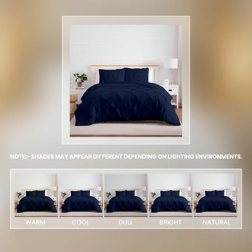 Miniatura 66 de Kotton Culture 1 Pc Twin/Twin XL Size Pinch Pleated - Pintuck Duvet Cover Only - 100% Egyptian Cotton Sateen -1000 TC Luxury Comforter Cover-Zipper