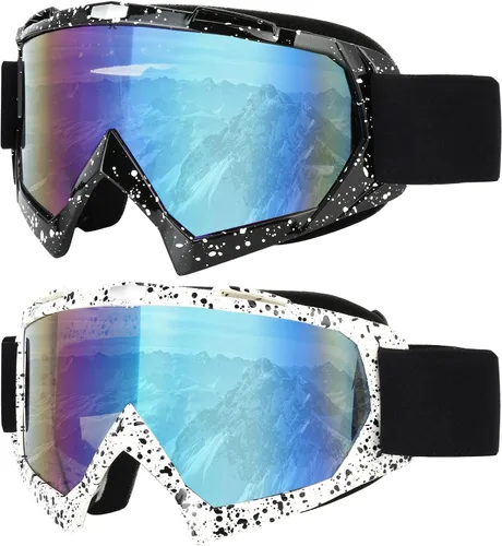 Miniatura 11 de LJDJ Gafas de esquí, paquete de 2 gafas de snowboard para nieve, antivaho y protección UV, visión amplia para hombres, mujeres y adultos