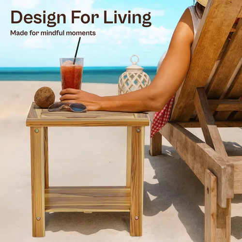 Miniatura 7 de Mesa Auxiliar Adirondack – Mesa auxiliar rectangular resistente a la intemperie para patio, jardín, césped o sala de estar Mesa auxiliar de madera
