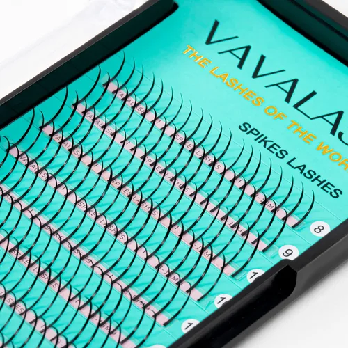 Miniatura 2 de VAVALASH Extensiones de pestañas postizas en abanico con forma de espigas, bandeja mixta de 0.315-0.591 in, rizo C, 0.003 in, negro mate