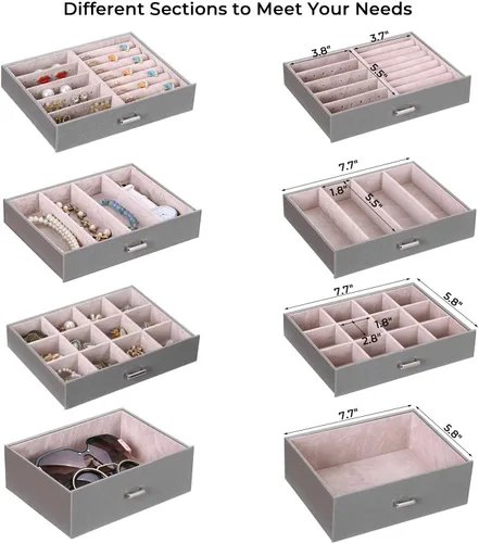 Miniatura 3 de ANWBROAD Joyero con cajones extraíbles para mujer organizador de joyas grande de diferentes maneras para todas tus joyas estuche de joyería