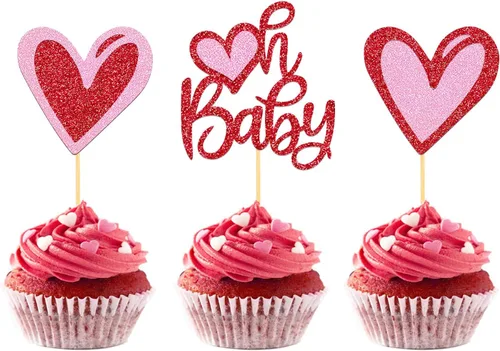 Miniatura 14 de 24 adornos para cupcakes para el día de San Valentín, 1er cumpleaños, temática de dulce amor, decoración de pastel para el día de San Valentín, 1er