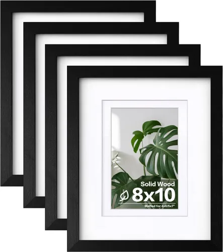 Miniatura 66 de Egofine Juego de 4 portarretratos de 4 x 6, hechos de madera maciza cubierta de plexiglás de 3 x 4.5 pulgadas y 3.5 x 5 pulgadas con paspartú o de 4