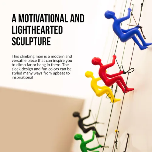 Miniatura 5 de Climbing Man Wall Art Para decoración del hogar con cuerda de cuero de 30 pulgadas Estatuas y esculturas de poliresina con accesorios para colgar