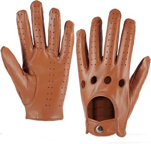 Miniatura 8 de MGGMOKAY Guantes de conducción de cuero con pantalla táctil sin forro para hombre