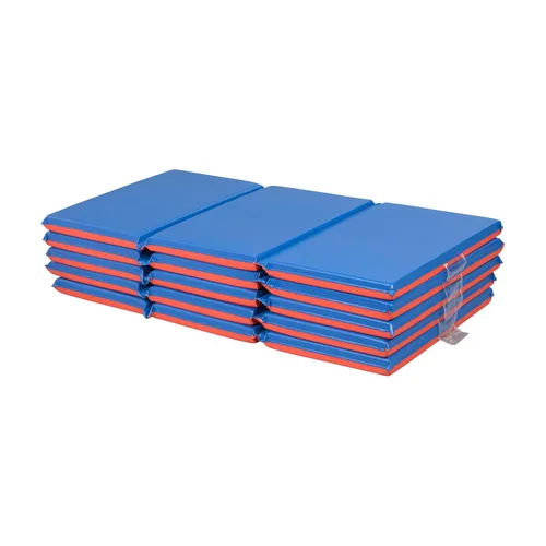 Miniatura 12 de ECR4Kids Alfombrilla de descanso plegable de alta calidad, 3 secciones, 1 pulgada, almohadilla para dormir, azul/rojo, paquete de 5