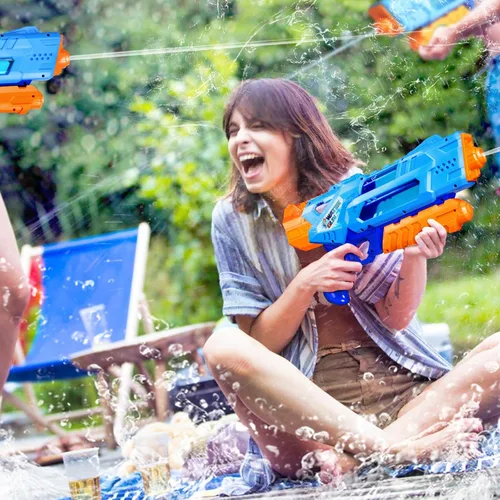 Miniatura 7 de Quanquer Pistolas de agua de 1200 cc para niños y adultos, paquete de 2 súper remojadores de agua con excelente rango, ideas de regalo para verano