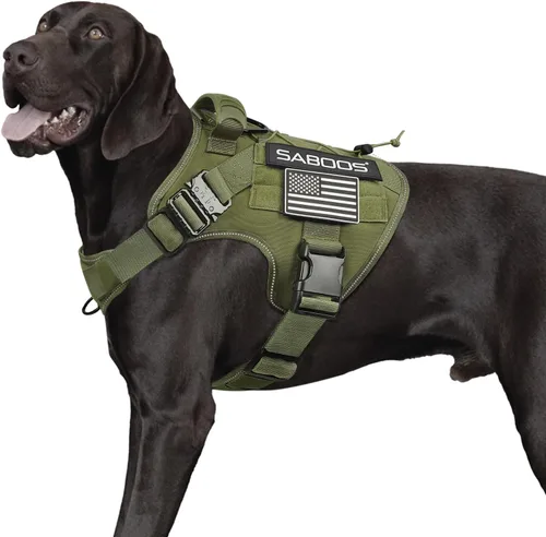 Miniatura 10 de Arnés militar para perro, sin tirones, con asa y Molle, de fácil control, arnés para perro, arnés de entrenamiento para caminar, ajustable, Verde