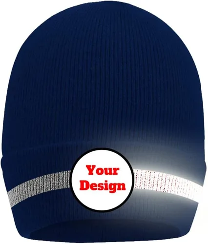 Miniatura 13 de Hi Vis - Gorro de seguridad para personalizar tu logotipo, gorro de punto de invierno con tiras reflectantes unisex