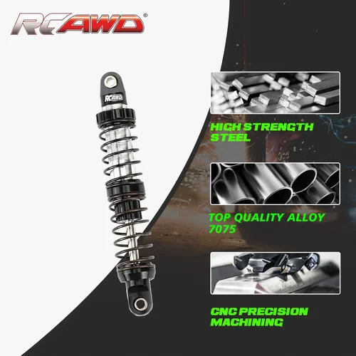 Miniatura 6 de RCAWD 7075 Amortiguadores de 80mm Universales para 1/10 RC Crawler, Mejoras para SCX10 I II III Pro 90046 AXI231017 TRX4 TRX6 Redcat D90 MST RC Negro